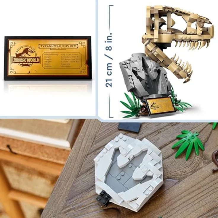 LEGO Jurassic World Dinosaurier-Fossilien: T.-rex-Kopf, Dinosaurier-Spielzeug zum Bauen, Dino-Deko fürs Kinderzimmer, T-Rex-Schädel-Skelett mit Fußabdruck, Geschenk für Jungs und Mädchen 76964 – Bild 4