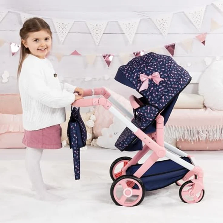 Bayer Design Puppenwagen Xeo, höhenverstellbar und wandelbar, mit Tasche und schwenkbaren Vorderrädern, geeignet für Puppen bis 46 cm – Bild 4