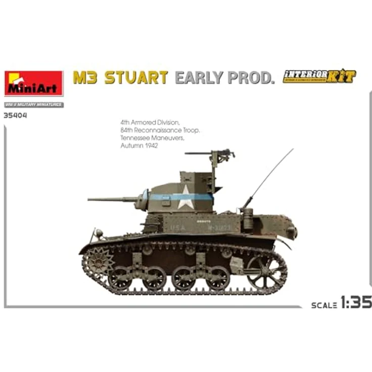 Other 1:35 M3 Stuart, Modellfahrzeug Kit mit Interior und beweglichen Kettengliedern, 7 Varianten Decals – Bild 9
