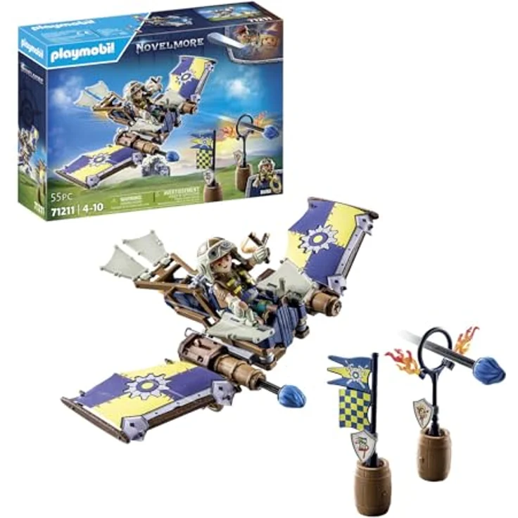 PLAYMOBIL Novelmore 71211 Darios Fluggleiter, Himmelsgleiter mit Bolzenkanonen, Schleudersitz und 55 Zubehörteilen, Spielzeug für Kinder ab 4 Jahren – Bild 1
