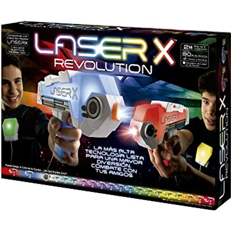 Bizak 62948046 Blaster mit 80 Meter Reichweite, batteriebetrieben, mehrfarbig, für Kinder ab 6 Jahren