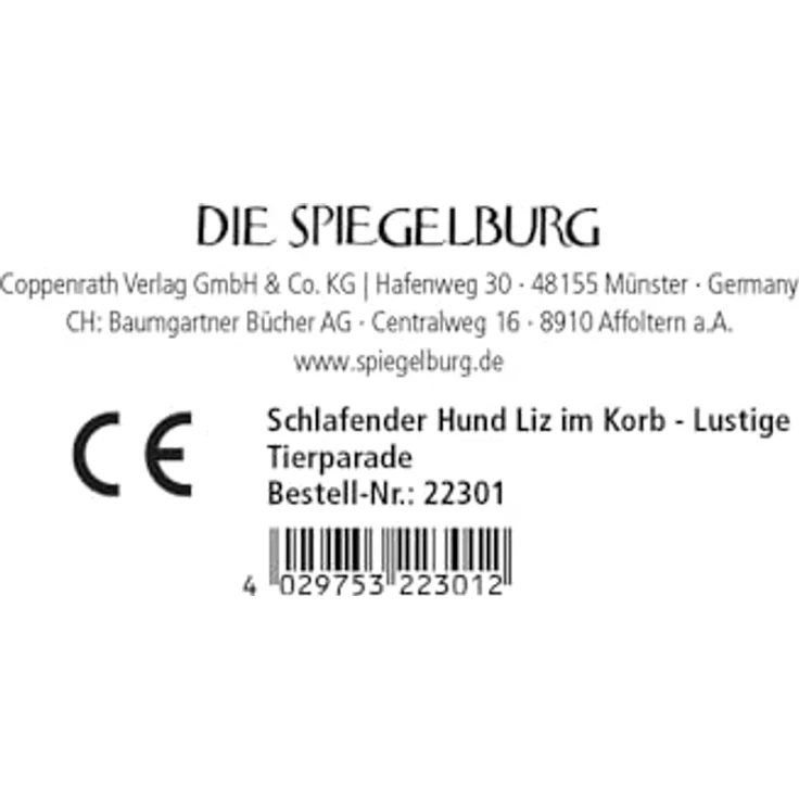 Die Spiegelburg Schlafender Hund Liz im Korb - Lustige Tierparade, Kuscheltier mit abnehmbarem Korb, kuschelweich, waschbar, DIE SPIEGELBURG-Qualität – Bild 3