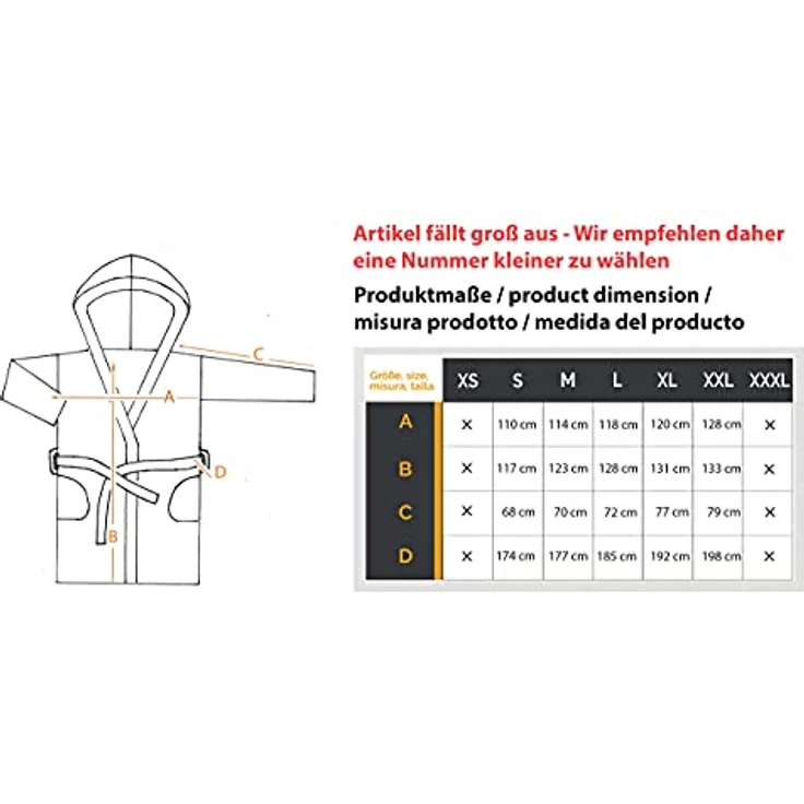 ZOLLNER Unisex-Bademantel, 100% Polyester, Kapuze, Gürtel, Saugstark & Schnell trocknend, wollweiß / marine / weinrot / schwarz / graphit, S-XXL – Bild 5