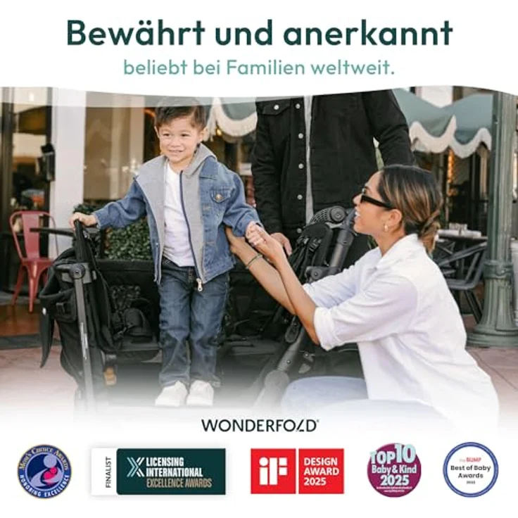 Wonderfold L4 Quad-Kinderwagen, kompakter Bollerwagen für 4 Kinder mit seitlicher Tür, flexiblen Sitzbänken, 360°-Rädern und Klappmechanismus, schwarz – Bild 8