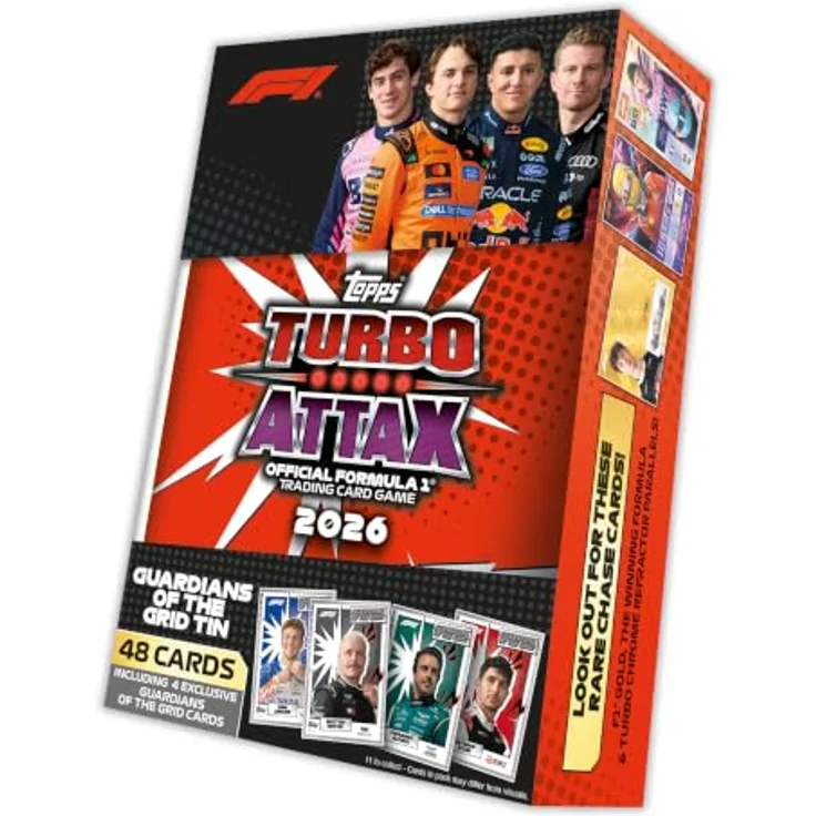 Topps 2026 Turbo Attax TCG - Formel 1 (Mega Tin), Sammelkarten-Set mit 48 Karten und 4 Limited Edition Karten – Bild 1
