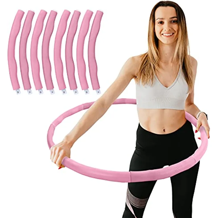 Hula Hoop Fitness Reifen 8 Teile gepolstert Durchmesser einstellbar Pink