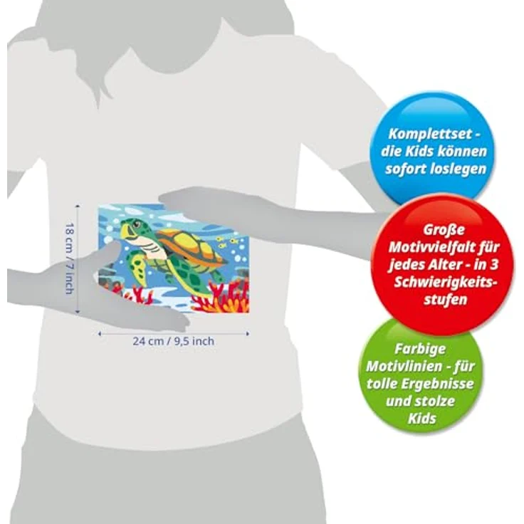 Ravensburger Malen nach Zahlen CreArt, Meeresschildkröte, Made in Europe, mit farbigen Motivlinien und 15 Acrylfarben – Bild 6