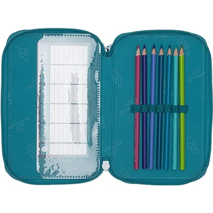BECKMANN, 3-fächrige Federmappe Racing, mit Inhalt, Mäppchen Federtasche, Grundschule, 1. Klasse, Green – Bild 3