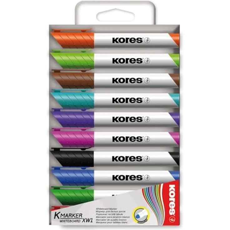 KORES Whiteboard Marker M20800 XW1, Set mit 10 Farben und 3mm Rundspitze, schnell trocknende Tinte, schattenfrei entfernbar – Bild 2