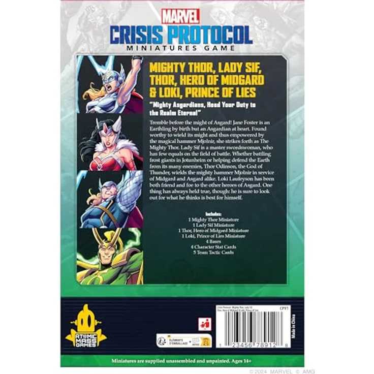 Atomic Mass Games Marvel: Crisis Protocol - Mighty Thor, Lady Sif, Thor, Hero of Midgard & Loki, Prince of Lies - Charakterpack für Asgard mit 4 Miniaturen – Bild 2