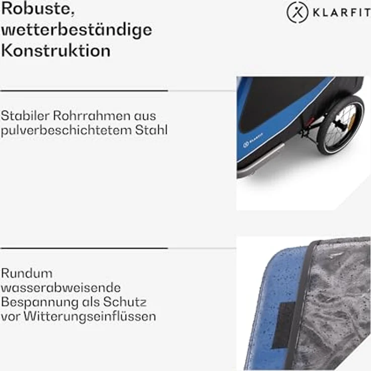 KLARFIT Fahrradkinderanhänger Goldie Buggy, Wetterfest Hund klappbar Stahl 20-28" – Bild 5