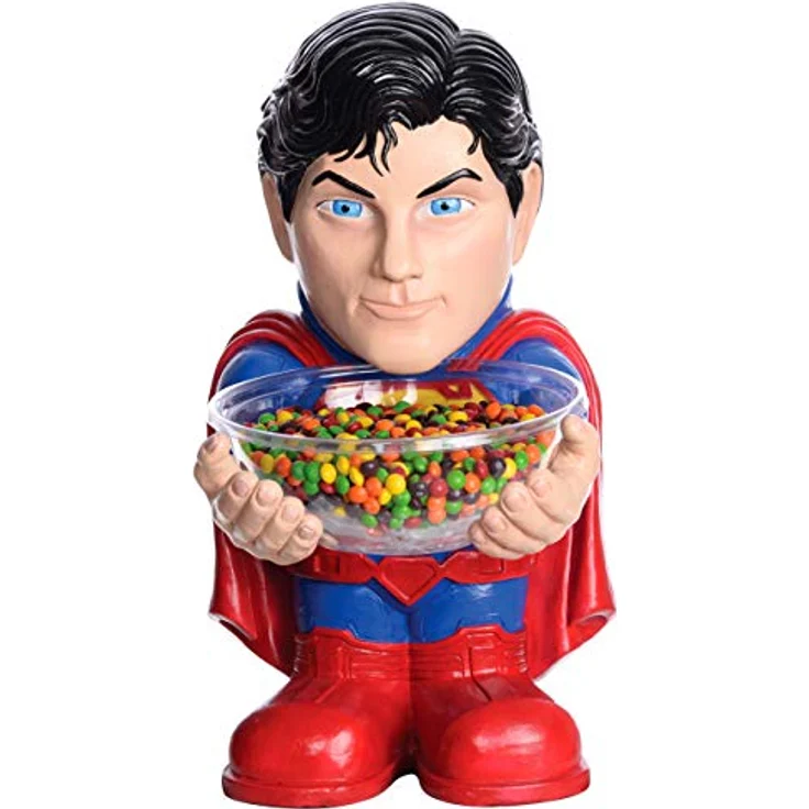 Rubies Superman Candy Bowl Holder, handbemalte 50 cm Figur mit transparenter Kunststoffschüssel – Bild 1