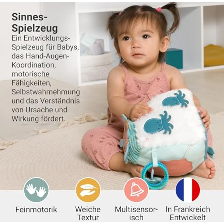 Little Big Friends Weicher Aktivwürfel Ozean, Kuscheltier mit vielseitigen Spielmöglichkeiten – Bild 2