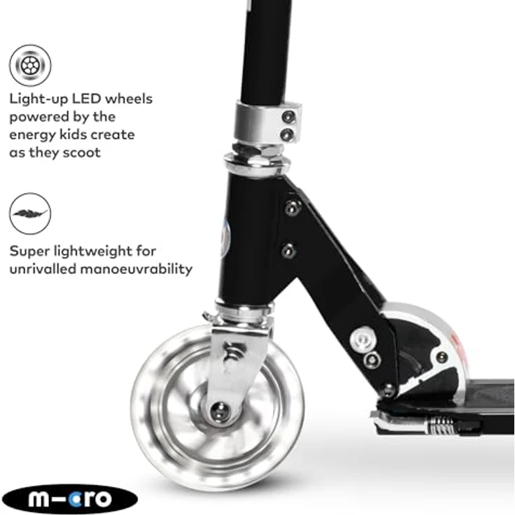 Micro micro Roller | Scooter für Kinder sprite LED black | Grip Version – Bild 4