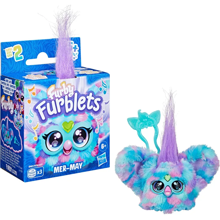 Hasbro Plüschfigur Furby Furblets Mer-May, elektronisches Mini-Spielzeug mit über 45 Meeres-Melodien, türkis/pink/lila/blau