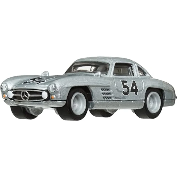 Hot Wheels Mercedes-Benz 300 SL und '55 Blaues Wunder Team Transport Set, Modellfahrzeuge mit detaillierter Metall- und Kunststoffkonstruktion, silberne und blaue Lackierung, ideal zur Präsentation in Blisterverpackung – Bild 4
