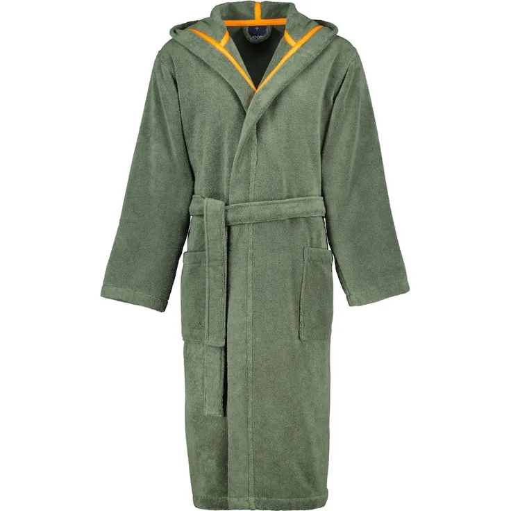 JOOP! Herren Bademantel 1660, Kapuze, 100% Baumwolle, oliv
