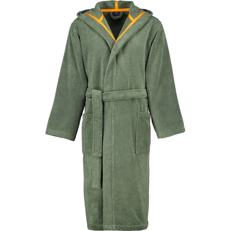 JOOP! Herren Bademantel 1660, Kapuze, 100% Baumwolle, oliv