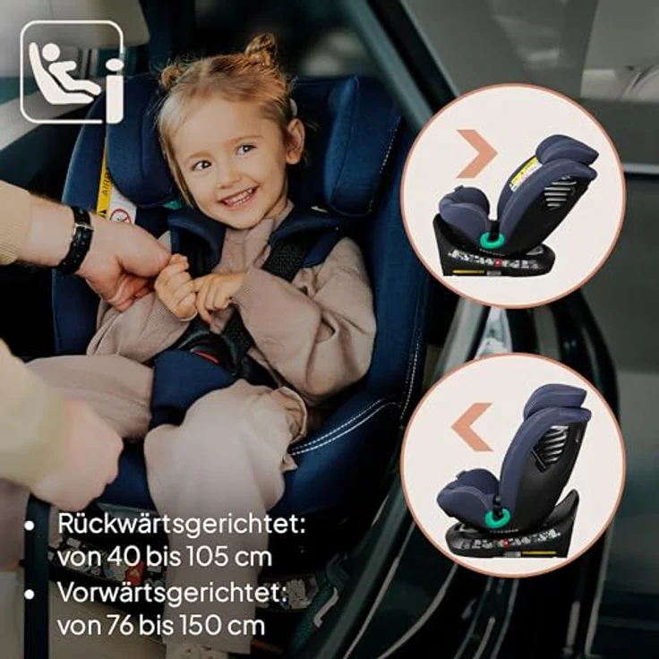 lionelo Autokindersitz BASTIAAN ONE i-SIZE, 4-in-1/i-Size/Dri-Seat/360 Grad/0-36kg, schwarz – Bild 6