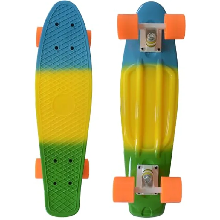 MUWO Cruiser Penny Board Mini Skateboard im Retro-Stil mit PU-Rädern, 55 cm Länge für Anfänger und Profis (gelb)