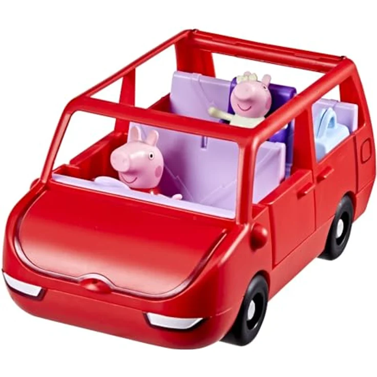 Peppa Pig Peppas großes Familienauto Spielset, rotes Spielzeugauto mit Platz für 5 Figuren, inklusive Baby Evie und Koffer als Zubehör – Bild 5