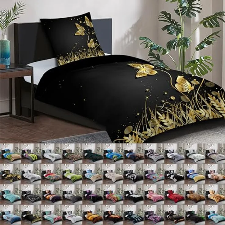 Sanilo® Bettwäsche 135x200 cm, 100% feinste Baumwolle, Oeko-TEX Zertifiziert, Silhouette (2-teilig 135x200 cm)