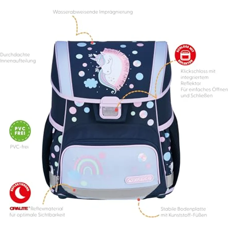 Herlitz Schulranzen Set Loop Plus 10-teilig, gefüllt, blau, für Mädchen, Modell Unicorn Dreams, geeignet für Klasse 1-4 – Bild 8