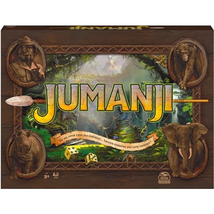 Spin Master Jumanji, Reisespielversion Größe L, Neuauflage des Brettspiels für 2-4 Spieler, französische Version – Bild 1