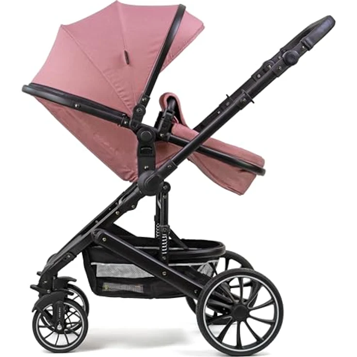 Pixini Kinderwagen Kalani 3in1 Kombikinderwagen, inkl. Babywanne & Buggy & Auto-Babyschale & Cupholder (altrosa) - Komfortabler Kinderwagen mit verstellbarer Rückenlehne und höhenverstellbarem Schieber – Bild 4