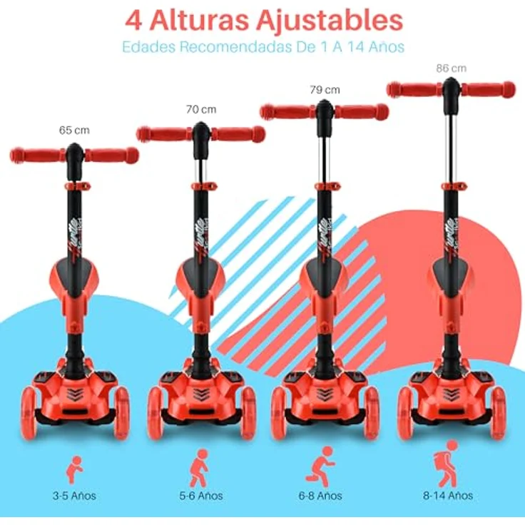 Hurtle 3-Rad-Roller für Kinder, verstellbarer Tretroller mit rutschfester Plattform, bunten LED-Radlichtern, abnehmbarem Sitz und Lean-to-Steer-Technologie, für Jungen/Mädchen, 2-12 Jahre – Bild 4