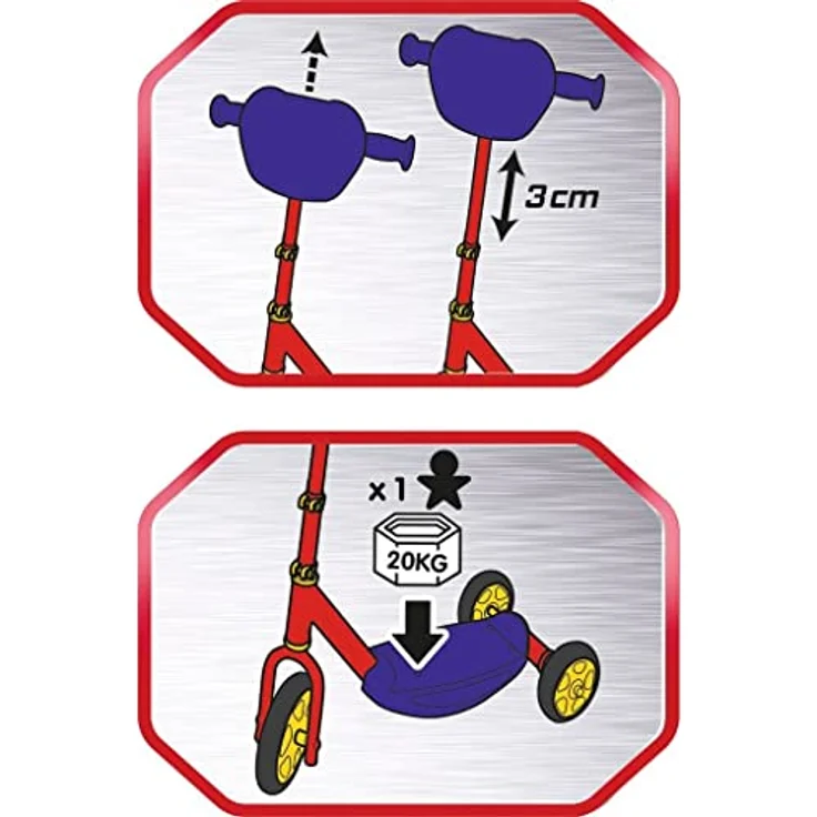 Smoby 3 CARS 3w Scooter Kinder Dreirad-Roller Mehrfarbig – Bild 4