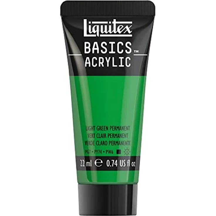Liquitex Basics Acrylfarbe Hellgrün Permanent, 22 ml Tube, lichtecht, mittlere Viskosität, seidenglänzend, monopigmentiert, Archivqualität – Bild 1