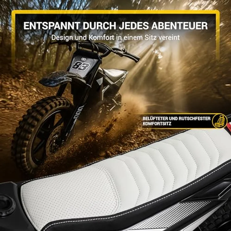 Actionbikes Motors Kinder Crossbike Raider, Elektro Kindermotorrad mit 24 V/250 W Motor, Scheibenbremsen und Geschwindigkeitsschalter, schwarz-weiß, ab 8 Jahren – Bild 7