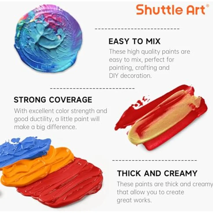 Shuttle Art Acrylfarben-Set 25 Vintage-Farben, reich pigmentiert, 60 ml Flaschen, geeignet für Leinwand, Holz, Keramik, ungiftig und wasserfest – Bild 5