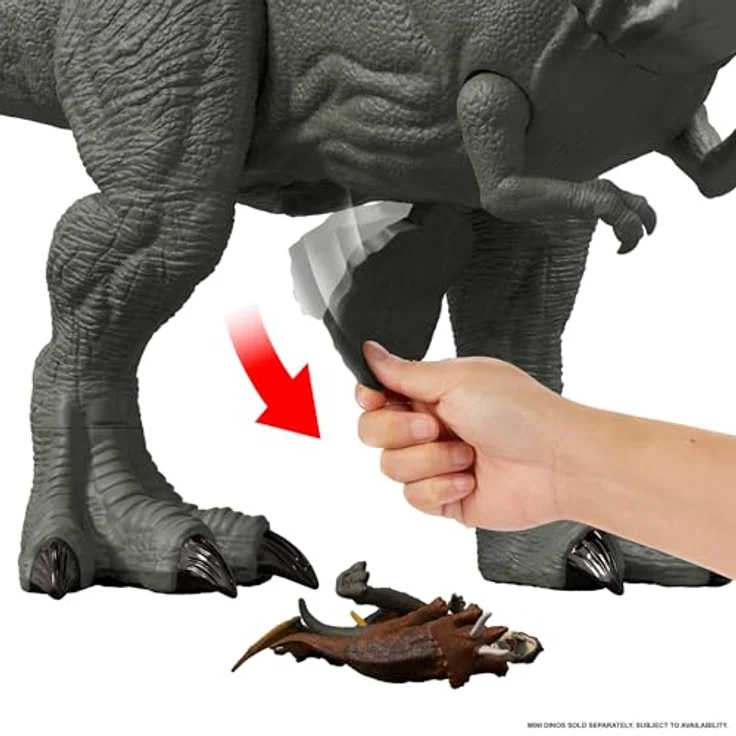 Mattel Jurassic World: Die Wiedergeburt T-Rex-Actionfigur, 99 cm groß mit 2 Angriffsbewegungen und beweglichem Design, JGB52 – Bild 4