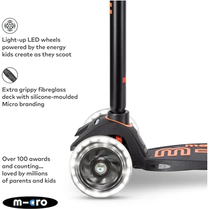 MICRO micro™ Maxi Deluxe LED Kickboard | Kickboard mit LED-Vorderrollen | Lenker höhenverstellbar | ab 5 Jahre | in 6 Farben erhältlich – Bild 3
