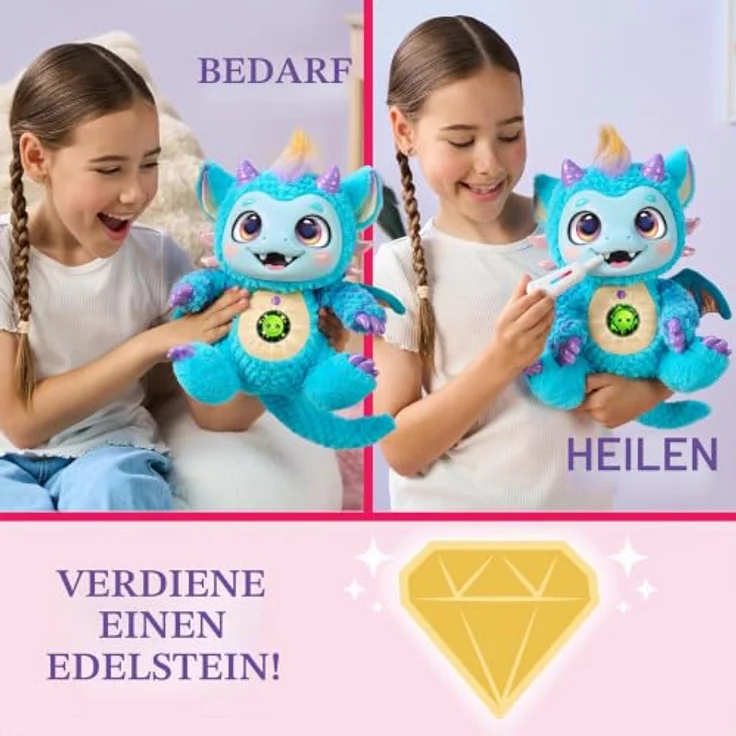 Little Live Pets My Magical Dragon – Skye, interaktives Plüschtier mit über 60 Geräuschen und Reaktionen, 26,8 cm, 5 Spieloptionen und Zubehör zum Pflegen, ab 4 Jahren – Bild 3