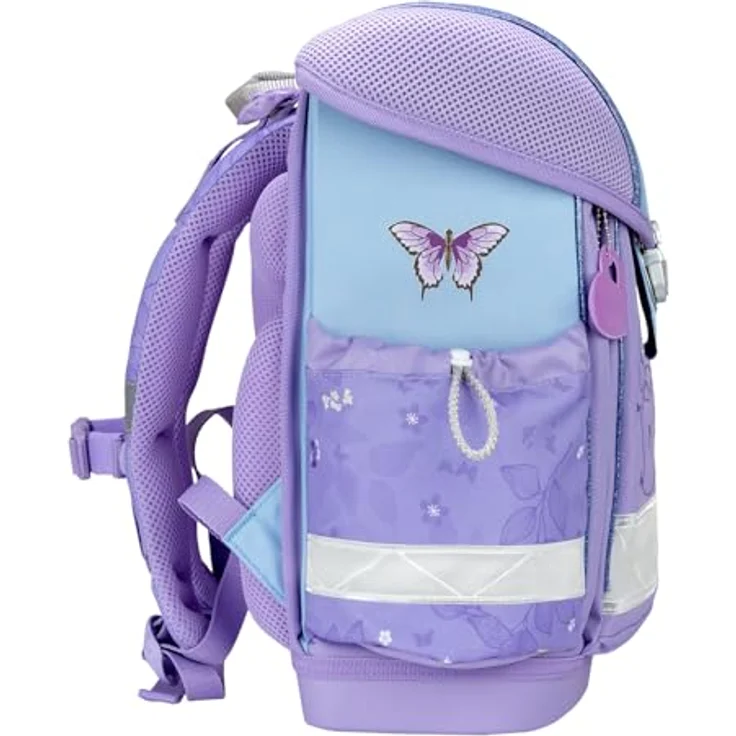 Belmil Classy Schulranzen Set 4-teilig (403-13/AG/S), ergonomisch, wasserdicht, Gewicht 930-990 g, Purple Blue Butterfly – Bild 5