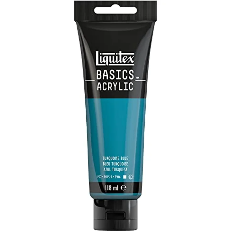 Liquitex Basics Acrylfarbe Türkisblau, 118ml Tube, lichtecht, mittlere Viskosität, seidenglänzend, monopigmentiert, Archivqualität – Bild 1