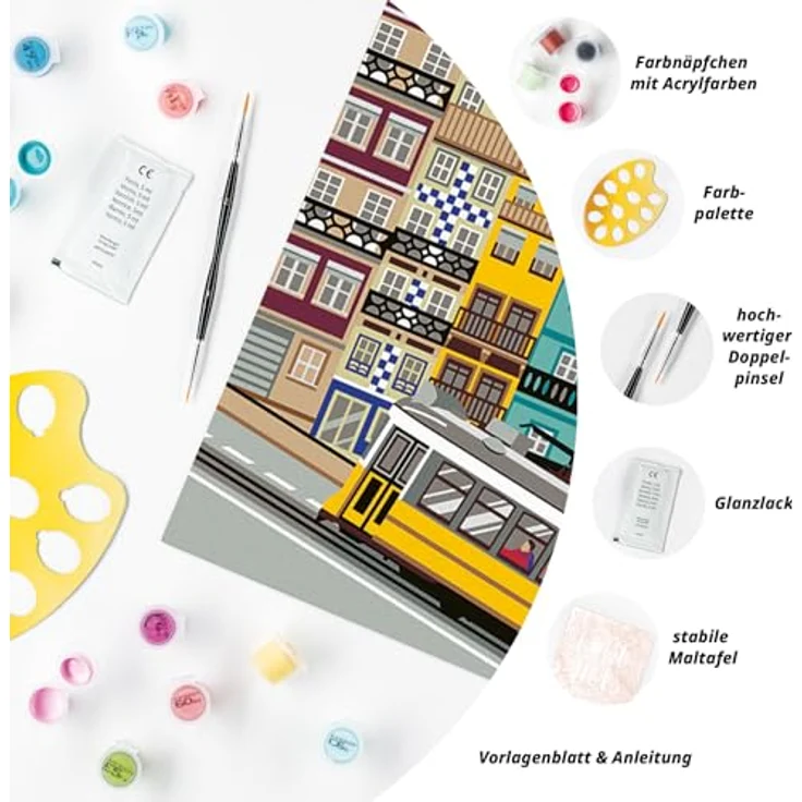 Ravensburger CreArt - Malen nach Zahlen Set, Farbenfrohes Lissabon, 24 x 30 cm – Bild 5