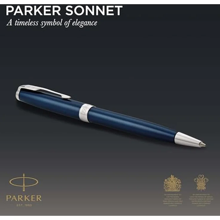 Parker Pen Sonnet, eleganter Füllfederhalter in Silber und Blau, höchste Schreibqualität – Bild 2