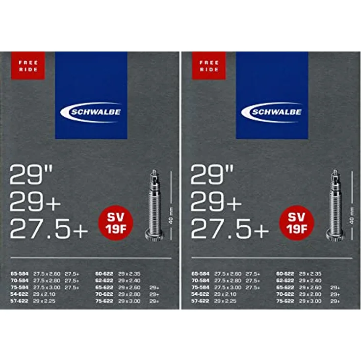 2X Schwalbe SV 19F 29 Plus Freeride Schlauch Sclaverand Ventil