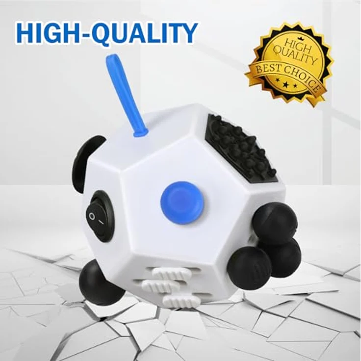 Fidget Toy Cube Weiß 12 Seiten - Anti Stress ADHS Würfel Klein Spielzeug Anxiety Artsylabs Cube Toy Original für Erwachsene,Kinder - ADD,ASD,ADHD - Schule,Büro,Reisen - by VCOSTORE – Bild 4