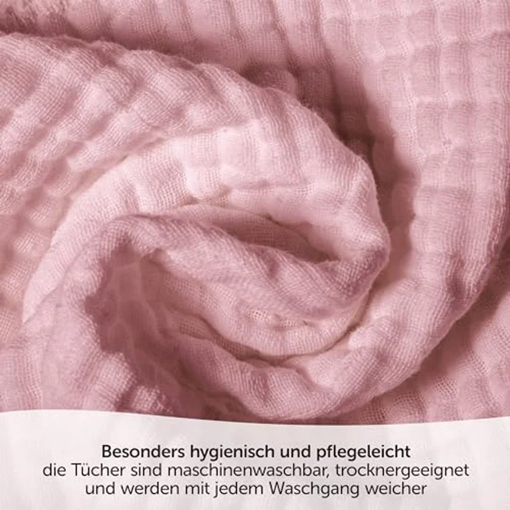 MAKIAN Mullwindeln 9er Pack, 40x40 cm, Oeko-TEX® Standard 100 geprüft, 4-lagige Stoffwindeln in Premium Qualität - Orchidee/Puder/Weiß – Bild 4