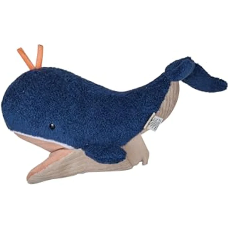Sterntaler Handpuppe Wal, weiches Flauschspielzeug aus Polyesterwatte, 11,5 × 11 × 28 cm – Marine – Bild 5