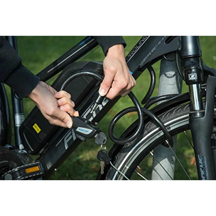 FISCHER Seil-Fahrradschloss, Länge: 850 mm, schwarz – Bild 6
