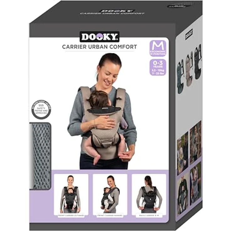 Dooky Babytrage Urban Comfort, ergonomische Trage für 3,5 bis 15 kg, faltbar, Grey Sapphire – Bild 17