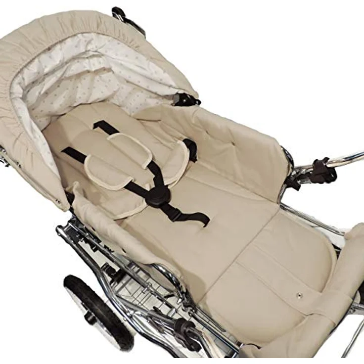 Eichhorn Buggy Sportwagen mit Lederriemengestell und Schieberhöhenverstellung, Blickrichtung wechselbar, Stoff Beige (ECCO-Rad) – Bild 3