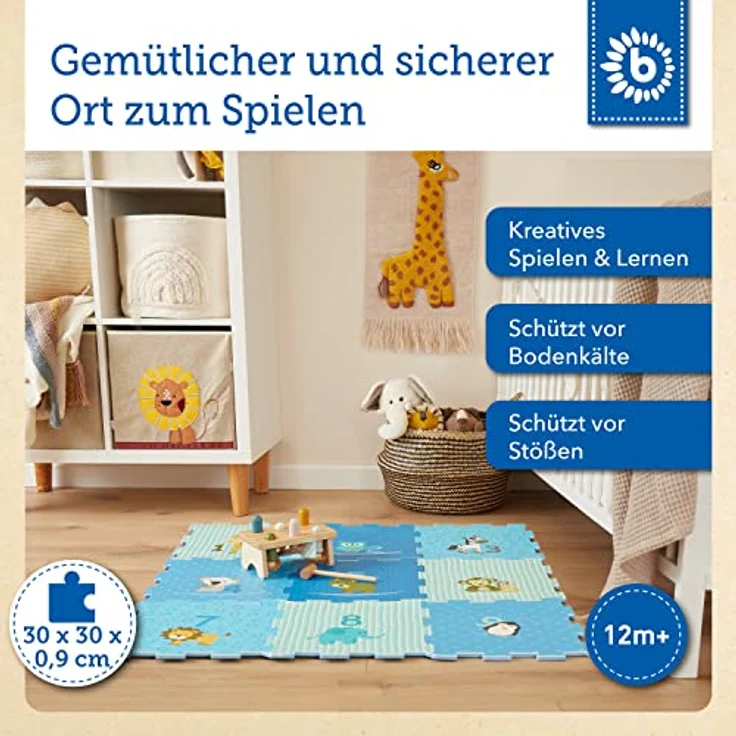 Bieco Puzzlematte Kinder | Krabbelmatte Baby Puzzle | Puzzlematte Baby | Turnmatte Kinder spielmatte puzzlematte Baby puzzlematte Puzzle Teppich Matte puzzlematten bodenpuzzles Babys XXL Tiere – Bild 2