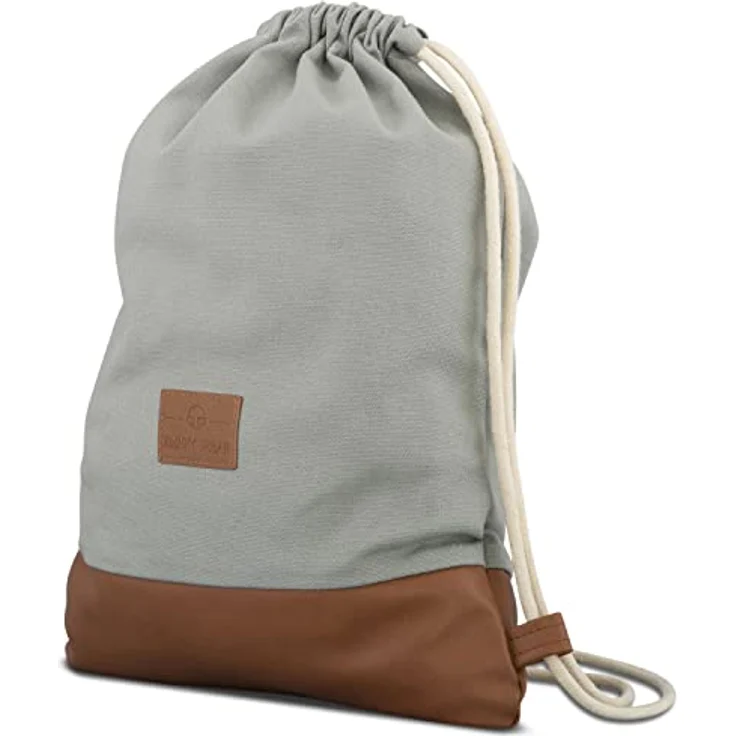Johnny Urban Turnbeutel Damen & Herren Grau Braun - Luke - Beutel Rucksack mit Kordelzug - Baumwoll Canvas - Kleine Innentasche für Wertsachen – Bild 2